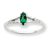 10k White Gold Polished Geniune Emerald Birthstone Ring