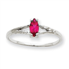 10k White Gold Polished Geniune Ruby Birthstone Ring