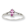10k White Gold Polished Geniune Pink Tourmaline Birthstone Ring