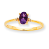 10k Polished Geniune Diamond & Amethyst Birthstone Ring