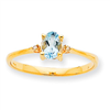 10k Polished Geniune Diamond & Aquamarine Birthstone Ring