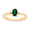 10k Polished Geniune Diamond & Emerald Birthstone Ring