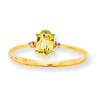 10k Polished Geniune Diamond & Peridot Birthstone Ring