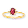 10k Polished Geniune Diamond & Pink Tourmaline Birthstone Ring