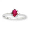 10k White Gold Polished Geniune Diamond & Ruby Birthstone Ring