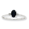10k White Gold Polished Geniune Diamond & Sapphire Birthstone Ring