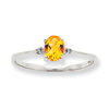 10k White Gold Polished Geniune Diamond/Citrine Birthstone Ring