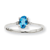 10k White Gold Polished Geniune Diamond/Blue Topaz Birthstone Ring