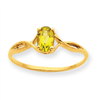 10k Polished Geniune Peridot Birthstone Ring