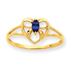 10k Polished Geniune Sapphire Birthstone Ring