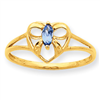 10k Polished Geniune Blue Topaz Birthstone Ring