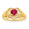 10k Polished Geniune Ruby Birthstone Ring