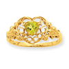 10k Polished Geniune Peridot Birthstone Ring
