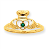 10k Polished Geniune Emerald Birthstone Ring