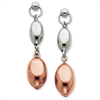 Sterling Silver & Rose Rhodium Egg Shape Dangle Earrings