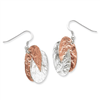 Sterling Silver & Rose Rhodium Oval Drop Earrings