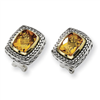 Sterling Silver w/14ky 10X8mm Citrine Omega Back Earrings