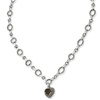 Sterling Silver w/14ky Black Diamond Heart Drop 17" Necklace