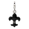Sterling Silver Black Enameled Fleur de Lis w/Lobster Clasp Charm