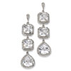 Sterling Silver Rose-cut CZ Dangle Post Earrings