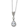 Sterling Silver Pear CZ 18in Necklace chain