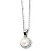 Sterling Silver CZ White Cultured Pearl 18In Necklace chain