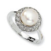 Sterling Silver CZ White Cultured Pearl Ring