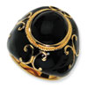 Gold-plated Sterling Silver Blk Enam Simulated Onyx Ring