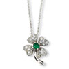 Sterling Silver Childs Sim.Emerald/CZ 4-leaf Clover 15in Necklace chain