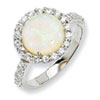 Sterling Silver Synthetic Opal & CZ Ring