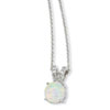 Sterling Silver Synthetic Opal Cabochon & CZ 18in Necklace chain