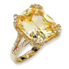 Gold-plated Sterling Silver Champ/Wht CZ Ring