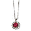 Sterling Silver Synthetic Ruby & CZ 18in Necklace chain