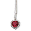 Sterling Silver Heart 100-facet Synthetic Ruby/CZ 18in Necklace chain