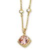 Gold-plated Sterling Silver Rose-cut Pink CZ Square 18in Necklace chain