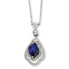 Sterling Silver Marquise Synthetic Sapphire & CZ 18in Necklace chain