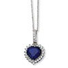 Sterling Silver Heart Synthetic Sapphire/CZ 18in Necklace chain