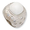 Sterling Silver Satin Simulated White Agate & CZ Ring