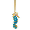 Gold-plated Sterling Silver Enameled CZ Seahorse 18in Necklace chain
