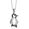 Sterling Silver Enameled CZ Penguin 18in Necklace chain