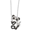 Sterling Silver CZ Heart Teddy Bear 18in Necklace chain