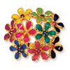 Gold-plated Sterling Silver Enameled CZ Flowers Ring