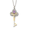 Sterling Silver & Gold-plated June CZ Birthstone Key 18in Necklace