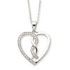 Sterling Silver CZ Hearts Joined Together 18in Necklace