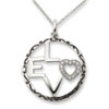 Sterling Silver Antiqued CZ Love 18in Necklace