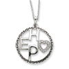 Sterling Silver Antiqued CZ Hope 18in Necklace