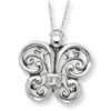 Sterling Silver Antiqued CZ Angel of Courage 18in Necklace