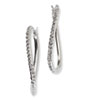 Sterling Silver Diamond Mystique Oval Twist Hinged Hoop Earrings