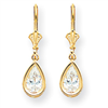 14k 8x5mm Pear Cubic Zirconia leverback earring
