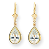 14k 10x7mm Pear Cubic Zirconia leverback earring